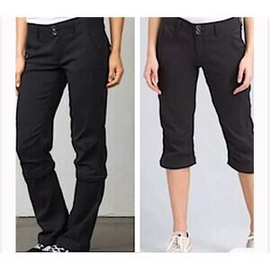 PrAna Women's 2 Halle Convertible Nylon Stretch Coal Black Hiking Pants